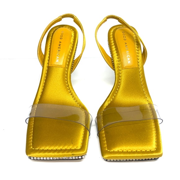Good American Yellow Crush Slingback Rhinestone Lucite Sandals - Picture 4 of 9